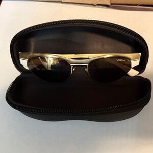 Vogue Men's Sunglasses with Gold Frame and Black Lenses